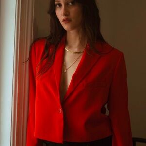 Cropped Red Blazer